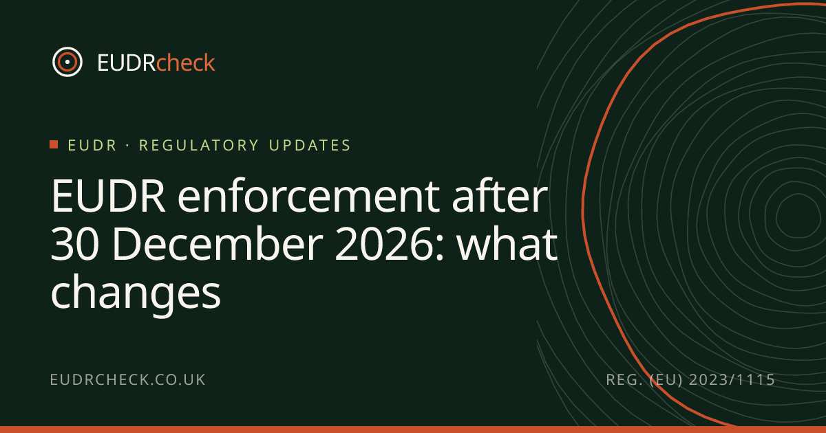 EUDR enforcement after 30 December 2026: what changes